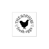 Moderne gepersonaliseerde rustieke kip naam ei lie 	rubberstempel (Afrduk)