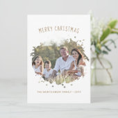 Moderne gepersonaliseerde Splash Photo Christmas Feestdagenkaart (Staand voorkant)