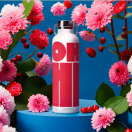 Moderne gepersonaliseerde tekst OH HI roze kleur Waterfles