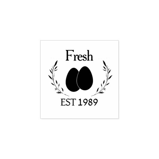 Moderne gepersonaliseerde verse eieren met datum z 	rubberstempel (Afrduk)