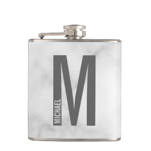 Moderne gepersonaliseerde vette monogram en naam heupfles