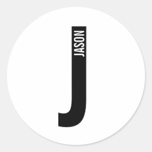 Moderne gepersonaliseerde vette monogram en naam ronde sticker