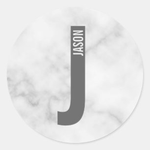 Moderne gepersonaliseerde vette monogram en naam ronde sticker