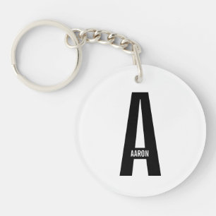 Moderne gepersonaliseerde vette monogram en naam sleutelhanger