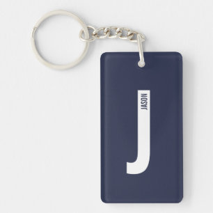 Moderne gepersonaliseerde vette monogram en naam sleutelhanger