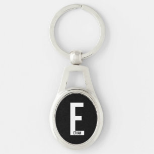 Moderne gepersonaliseerde vette monogram en naam sleutelhanger