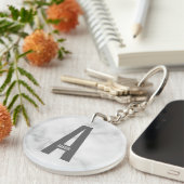 Moderne gepersonaliseerde vette monogram en naam sleutelhanger (Voorkant Rechts)