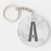 Moderne gepersonaliseerde vette monogram en naam sleutelhanger (Voorkant)