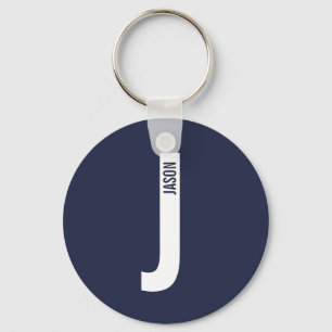 Moderne gepersonaliseerde vette monogram en naam sleutelhanger