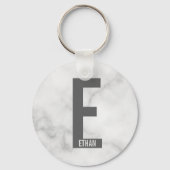 Moderne gepersonaliseerde vette monogram en naam sleutelhanger (Voorkant)