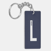 Moderne gepersonaliseerde vette monogram en naam sleutelhanger (Voorkant Links)