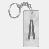 Moderne gepersonaliseerde vette monogram en naam sleutelhanger (Voorkant Links)