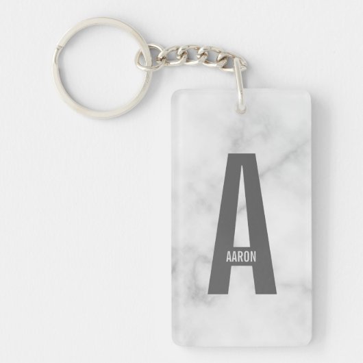 Moderne gepersonaliseerde vette monogram en naam sleutelhanger (Voorkant)