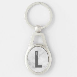 Moderne gepersonaliseerde vette monogram en naam sleutelhanger