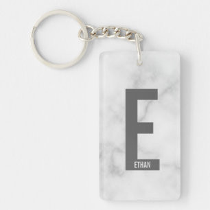 Moderne gepersonaliseerde vette monogram en naam sleutelhanger
