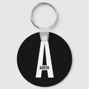 Moderne gepersonaliseerde vette monogram en naam sleutelhanger