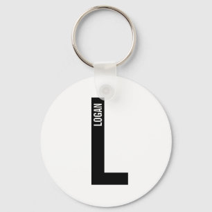 Moderne gepersonaliseerde vette monogram en naam sleutelhanger