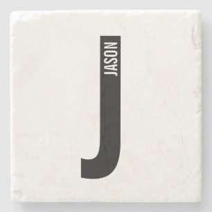 Moderne gepersonaliseerde vette monogram en naam stenen onderzetter