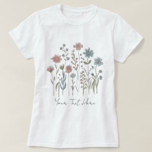 Moderne gepersonaliseerde Waterverf Wildflower Blo T-shirt