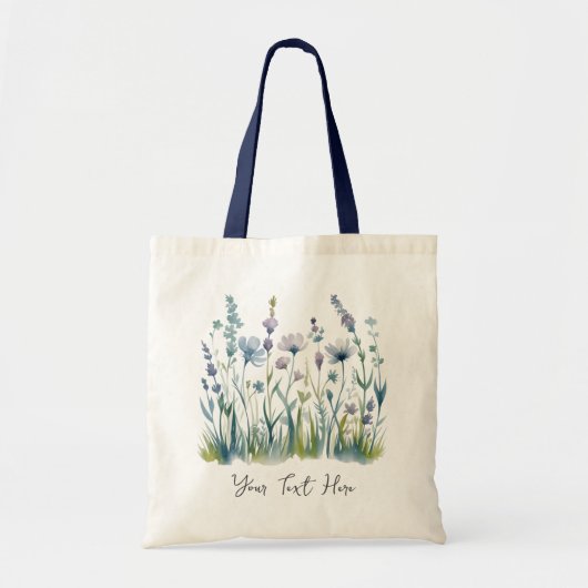 Moderne gepersonaliseerde Waterverf Wildflower Blo Tote Bag (Voorkant)