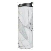 Moderne gepersonaliseerde witte marmeren patroon thermosbeker (Gedraaid links)