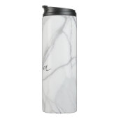 Moderne gepersonaliseerde witte marmeren patroon thermosbeker (Geroteerd rechts)