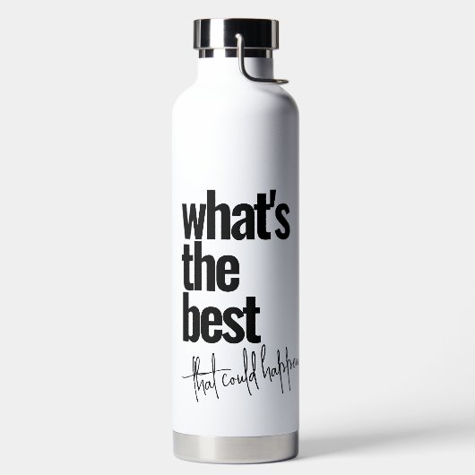 Moderne gepersonaliseerde zwarte kleurentekst waterfles (Links)