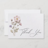 Moderne geperste pastel Wildflowers bruiloft Bedankkaart (Voorkant)