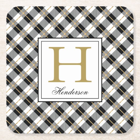 Moderne, geprogrammeerde goudcheques vierkante kartonnen onderzetter (Voorkant)