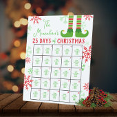 Moderne geruit 25 dagen van kerstactiviteit reclamebord met voetstuk