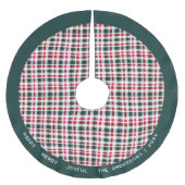 Moderne geruite kerst | Happy Merry Joyful Kerstboom Rok (Voorkant)