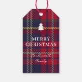 Moderne geruite kerstboom cadeaulabel (Voorkant)