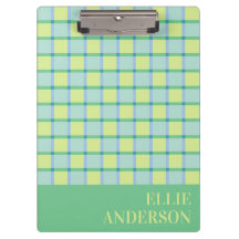 Moderne Geruite Pastel Blauw Groen Lime Naam