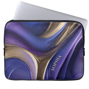 Moderne geschenken voor Her-Blue, Paarse en Gold- Laptop Sleeve