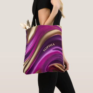 Moderne geschenken voor Her-Fuchsia Paarse en Gold Draagtas