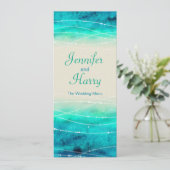 Moderne geschilderde glans zeeën trouwmenu menu (Staand voorkant)