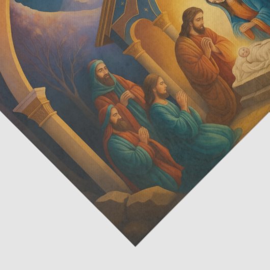 Moderne geschilderde kerststal tissuepapier (Detail)