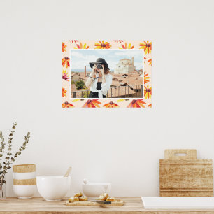 Moderne geschilderde oranje bloemen aangepaste fot poster
