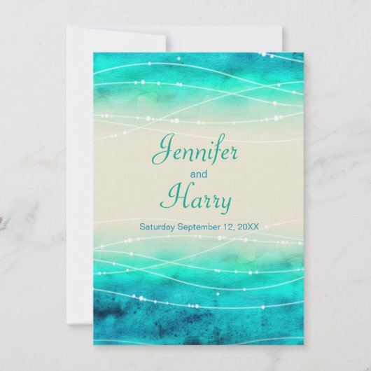 Moderne geschilderde sprankelende zeeen bruiloft u kaart (Voorkant)