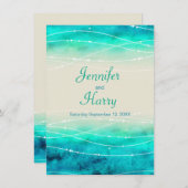 Moderne geschilderde sprankelende zeeen bruiloft u kaart (Voorkant / Achterkant)