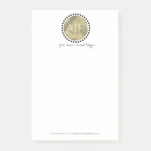 Moderne Gesimuleerde Folie Monogram Cirkel Initiaa Post-it® Notes (Voorkant)