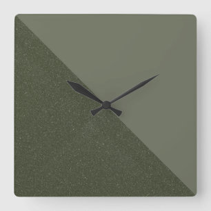 Moderne gespleten mosgroene wandklok vierkante klok