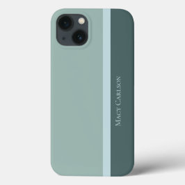 Moderne, gestreept Blauwgroen Groen en Babyblauw iPhone 13 Hoesje