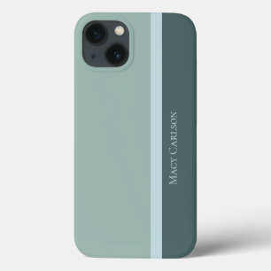 Moderne, gestreept Blauwgroen Groen en Babyblauw iPhone 13 Hoesje