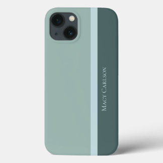 Moderne, gestreept Blauwgroen Groen en Babyblauw iPhone 13 Hoesje