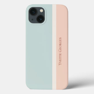 Moderne gestreept pastels, blauw en kleurenblok iPhone 13 hoesje