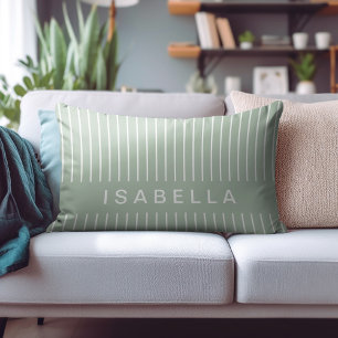 Moderne gestreepte minimalistische saliegroene gep accent kussen