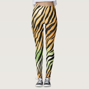 Moderne gestreepte tijgerhuiden Print grote katten Leggings