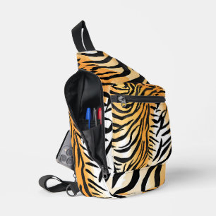 Moderne gestreepte tijgerhuiden Print grote katten Sling Bag