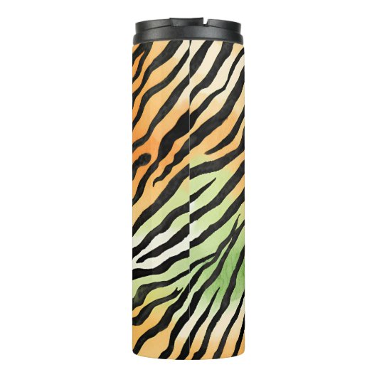 Moderne gestreepte tijgerhuiden Print grote katten Thermosbeker (Achterkant)